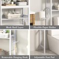 thumbnail image 6 of furlinkhm Over The Toilet Storage Cabinet,Bathroom Rack Organizers with Adjustable Shelf,5-Tier Bathroom Space Saver Over Toilet with Door for Bathroom, Restroom, Laundry,22.6"×9.4"×72.8", 6 of 8