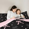 thumbnail image 5 of Manfei Kawaii Bow Tie Bedding Comforter Set,Cute Bowknot Ribbon Twin Comforter Sets,Rhombus Stars Pattern Bedding Set For Girls Teens,Breathable Home Decor Reversible,2pcs, 5 of 8