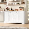 thumbnail image 2 of Homfa 54.3"W Kitchen Storage Cabinet with Adjustable Spice Racks, 4 Door Buffet Sideboard with Large Drawer, Coffee Bar for Dining Room, White, 2 of 7