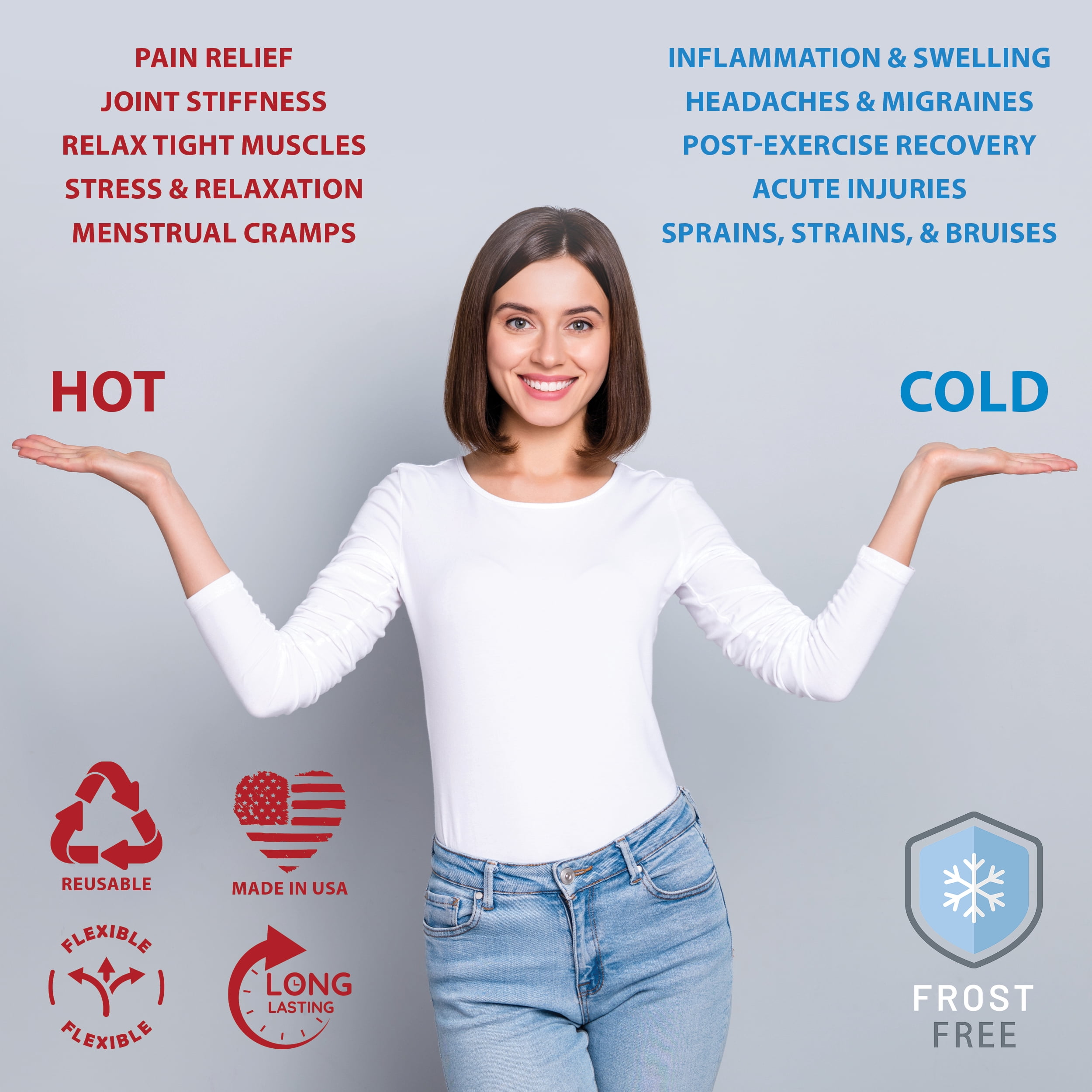 Core Products Dual Comfort CorPak -  Reusable hot/cold pack for knee, back, shoulder, or ankle pain; Use hot or cold  -  Size: 11" x 15"