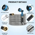 thumbnail image 3 of OHHANI Garden Hose 5/8" x 75ft with 10 Function Nozzle Stainless Steel Heavy-Duty Water Hose No Kink for Large Yard, Farm, 3 of 8