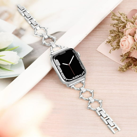 Watch Bands for Women Compatible with Apple Watch Band 38mm 40mm 41mm 42mm (S10) Adjustable Metal Band Chain Bracelet for iWatch Series1/2/3/4/5/6/7/8/9/10/SE