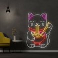 thumbnail image 2 of Handmadetneonsign Cat Eating Ramen Neon Sign, Cat Eating Noodles Led Sign, Ramen Neon Lights, 2 of 5