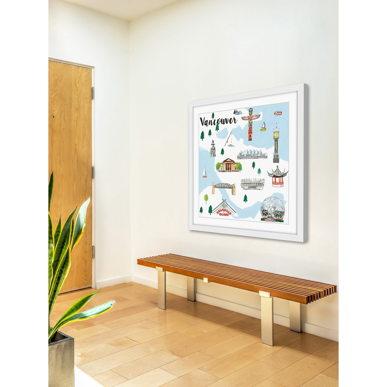 Marmont Hill "Travel Vancouver" By Molly Rosner Framed Painting Art Print, 24.0" x 1.5"