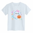 thumbnail image 5 of Xyant Girls Halloween Shirt Cute Pumpkin Ghost Tshirt Short Sleeve Tee Tops Toddler Kids Spooky Season Fall Outfits,Size 7-8 Years, 5 of 5