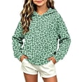 thumbnail image 5 of Lutiedan Girls Leopard Print Hoodie Oversized Fleece Fall Winter Hooded Sweatshirts Long Sleeve Casual Pullover Top Size 3-13,Green, 5 of 5