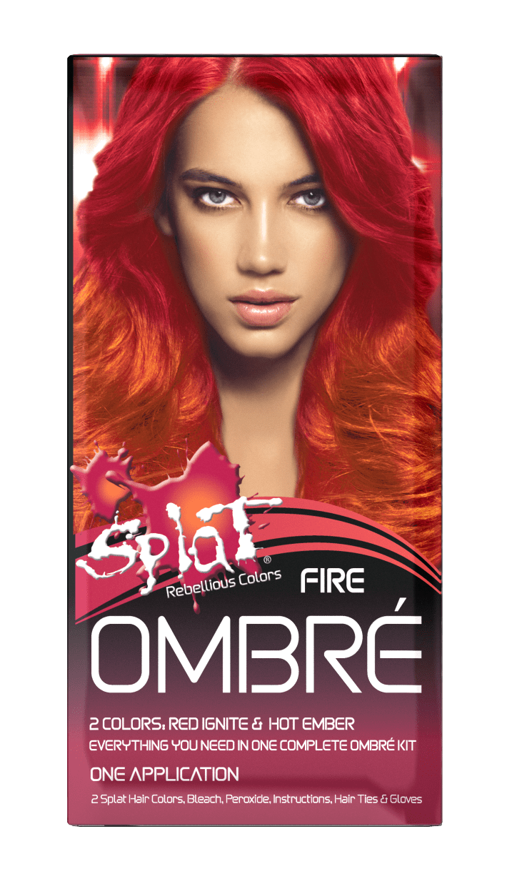 Splat Complete Kit, Ombre Fire, Semi-Permanent Orange & Red Hair Dye with  Bleach 