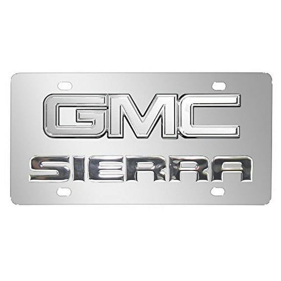GMC Sierra 3D Dual Logo Mirror Chrome Stainless Steel License Plate