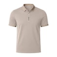 thumbnail image 5 of DPTALR Men's Casual Contrast Trim Short Sleeve Button Polo Shirt,Beige,Big Men's,Tall Men's XL,Young Men's T-shirt, 5 of 7