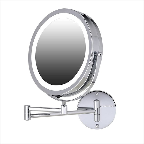 Ovente Lighted Wall Mount Makeup, Wall Mounted Makeup Mirror 10x