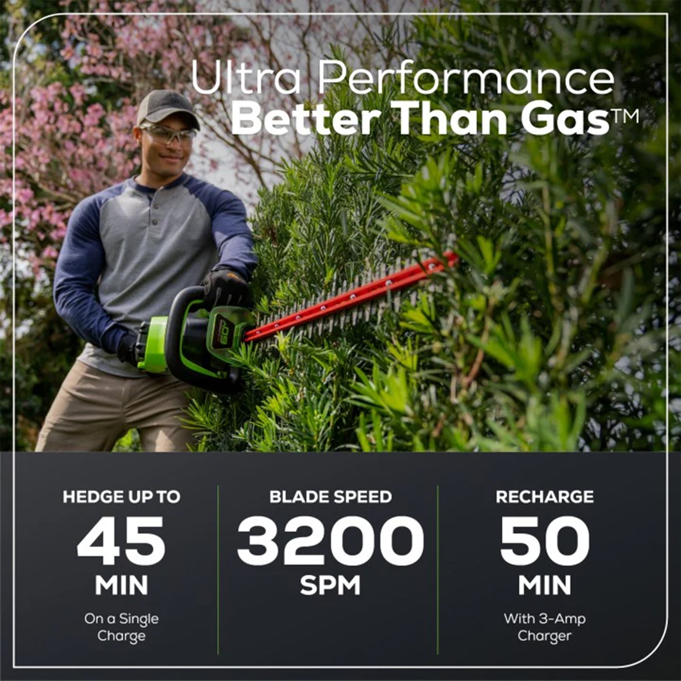 Greenworks 60V 26" Cordless Battery Hedge Trimmer with 2.0Ah Battery & Charger 2212002