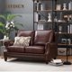 thumbnail image 3 of Leather First Layer Cowhide Solid Wood Sofa Combination Light Luxury Canape Living Room Small Apartment Classic Retro Couch My Lux Decor Round, 3 of 11