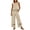 Khaki, variant on Mutghys Two-Piece Travel Sets for Women Crew Neck Sleeveless Tops with Lace Trim Wide Leg Pants Set Beach Vacation Holiday Travel Sets