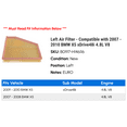 thumbnail image 2 of Left Air Filter - Compatible with 2007 - 2010 BMW X5 xDrive48i 4.8L V8 2008 2009, 2 of 2