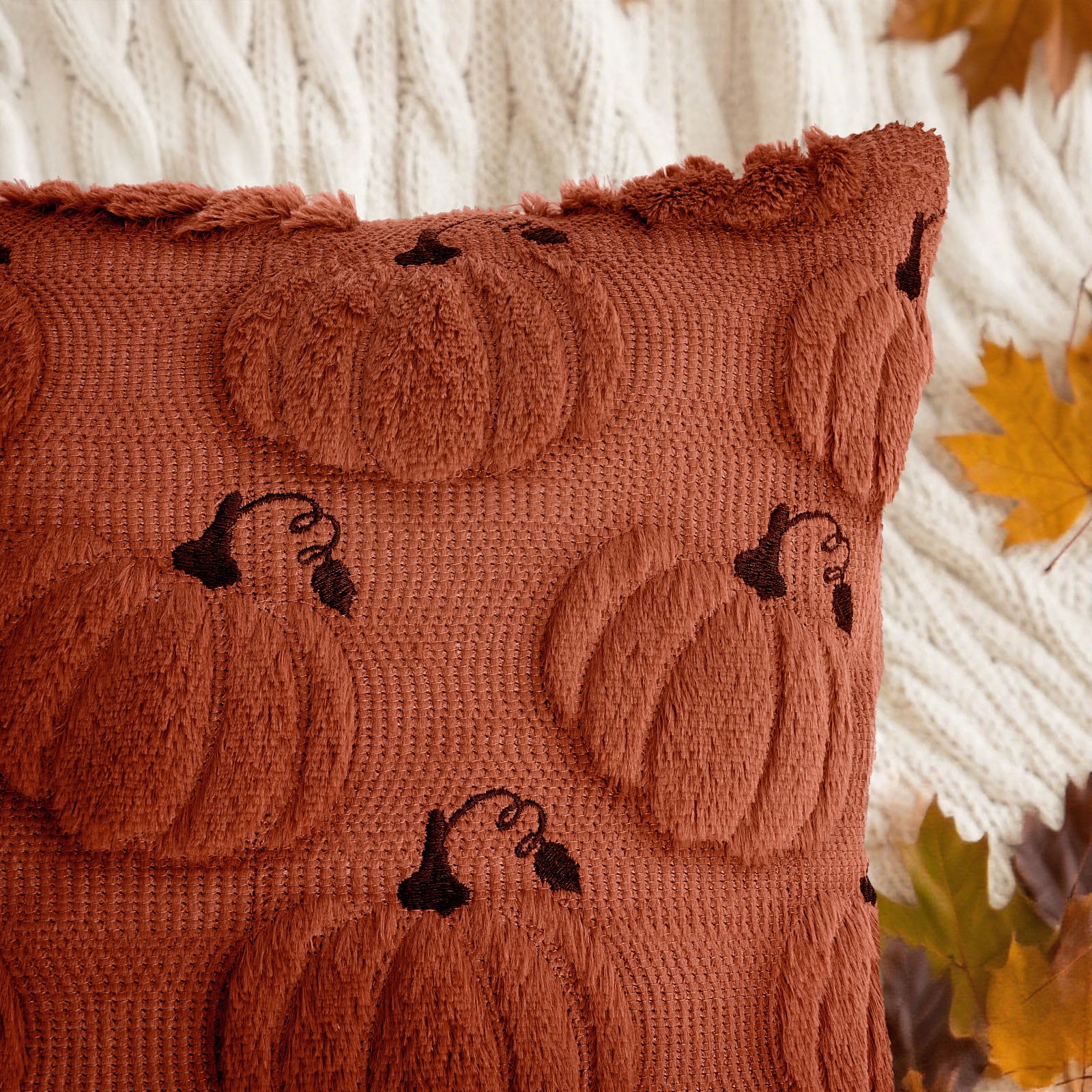 Sanmadrola Fall Pillow Covers Halloween Decoration Pumpkin Decorative Pillow Cases Couch Cushion Case for Chair Sofa Bedroom Living Room Home Decor 18''x 18'' 2 Pack Rust