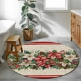 thumbnail image 5 of Christmas Poinsettia Round Rug 3ft Washable Circle Entryway Rugs Non Slip Winter Xmas Berry Leaf on Linen Area Rug Indoor Floor Carpet for Bedroom Kitchen Living Room Home Office Dining Room Nursery, 5 of 8