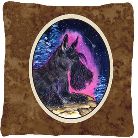 Starry Night Scottish Terrier Indoor & Outdoor Decorative Fabric Pillow - 14 x 14 in.