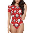 thumbnail image 1 of Balery Cute Baseball Body de cuello redondo de manga corta para mujer Tops de manga corta Tops básicos-Large, 1 of 7