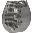 thumbnail image 5 of DecMode 15" Abstract Grid Inspired Dark Gray Aluminum Metal Vase with Open Frame Design, 5 of 7
