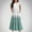 c03Green, variant on LNWUY Girls Fashion Striped Cotton Linen Midi Dress V Neck Elastic Waist A Line Dress Casual Flowy Ruffle Dresses with Pockets Blue 140