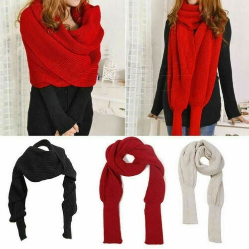 Winter Warm Knit Sweater Tops Scarf 