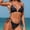 Black(New), variant on PNTUTB Women's Fashion Print Deep V Neck Halter Neck High Cut Tie Side Two Piece Swimsuit Set