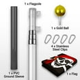 thumbnail image 3 of G128 Combo Pack: 16 Ft Telescoping Aluminum Flagpole (Silver) & Pirate Jolly Roger Red Head Scarf Flag 3x5 Ft, ToughWeave Series Embroidered 300D Polyester | Pole with Flag Included, 3 of 9