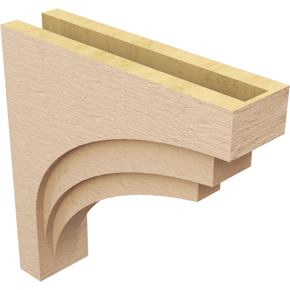 7"W x 28"D x 28"H Thin Rockford Rough Cedar Woodgrain TimberThane Corbel, Primed Tan