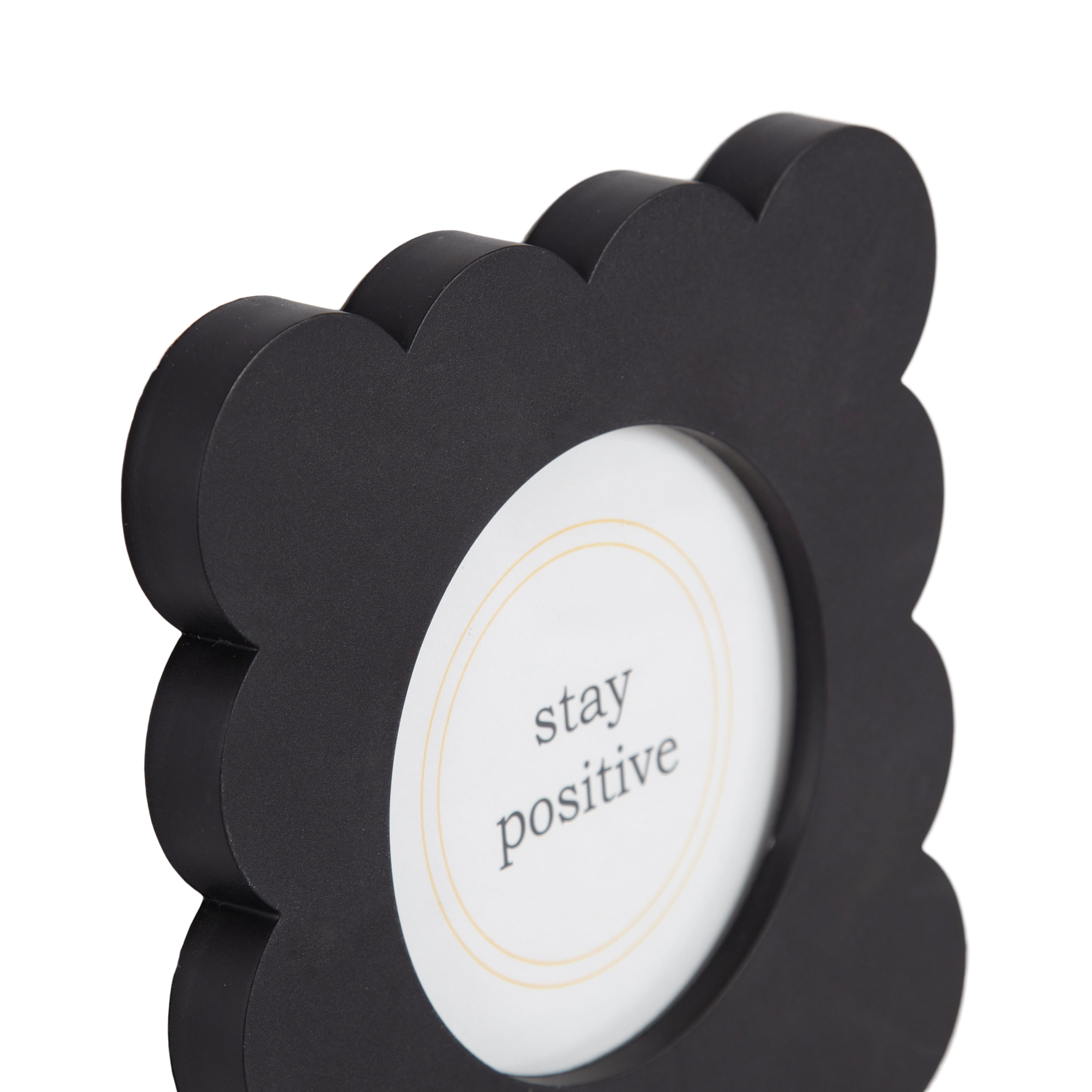 DesignOvation 4x4 Scalloped Black Decorative Tabletop Picture Frame