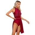 thumbnail image 3 of MSemis Women's Lyrical Modern Dance Costume Figure Ice Skating Dance Dress Gymnastic Leotard Burgundy L, 3 of 7