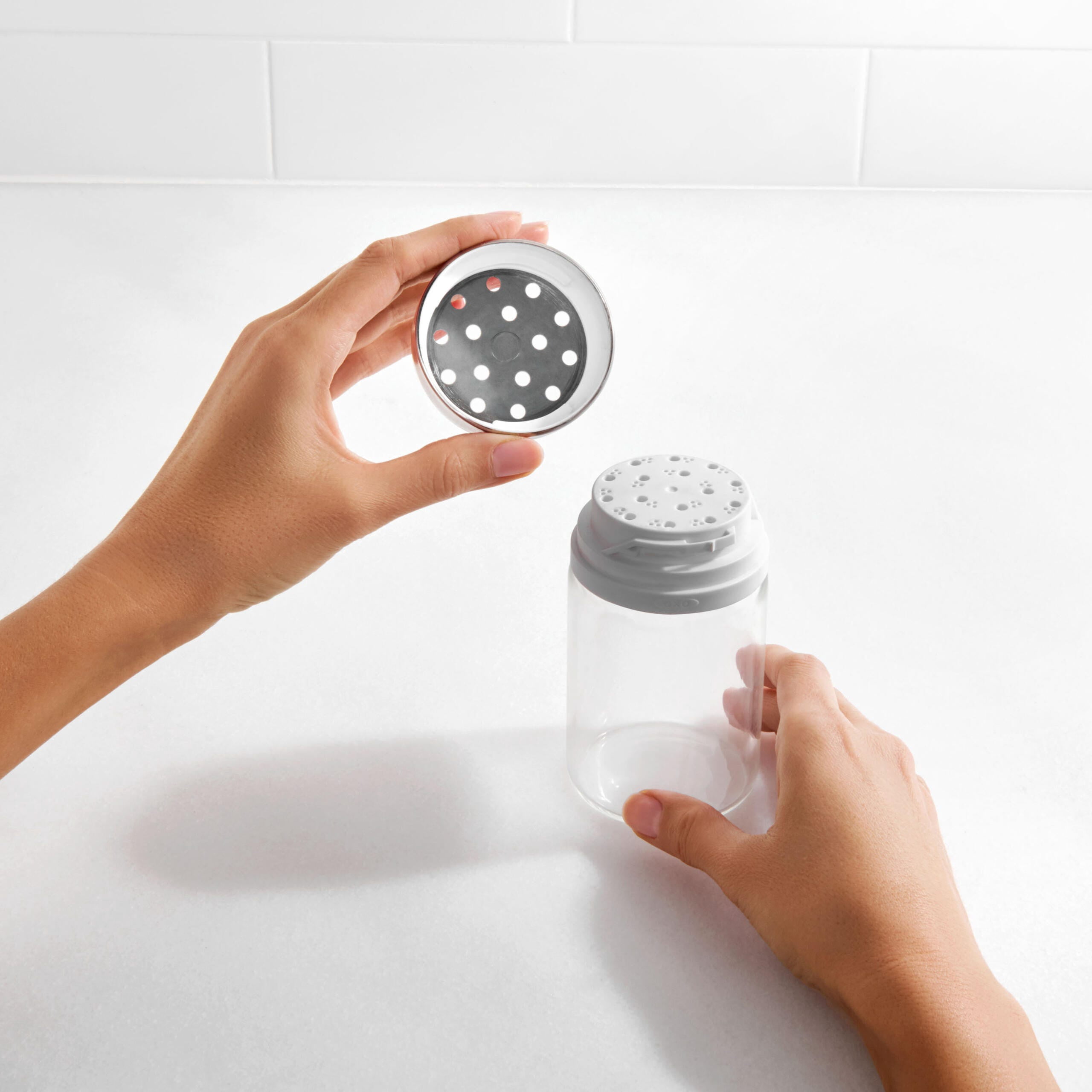 OXO Adjustable Shaker, Stainless Steel Seasoning & Spice Shaker with Adjustable Pour Settings