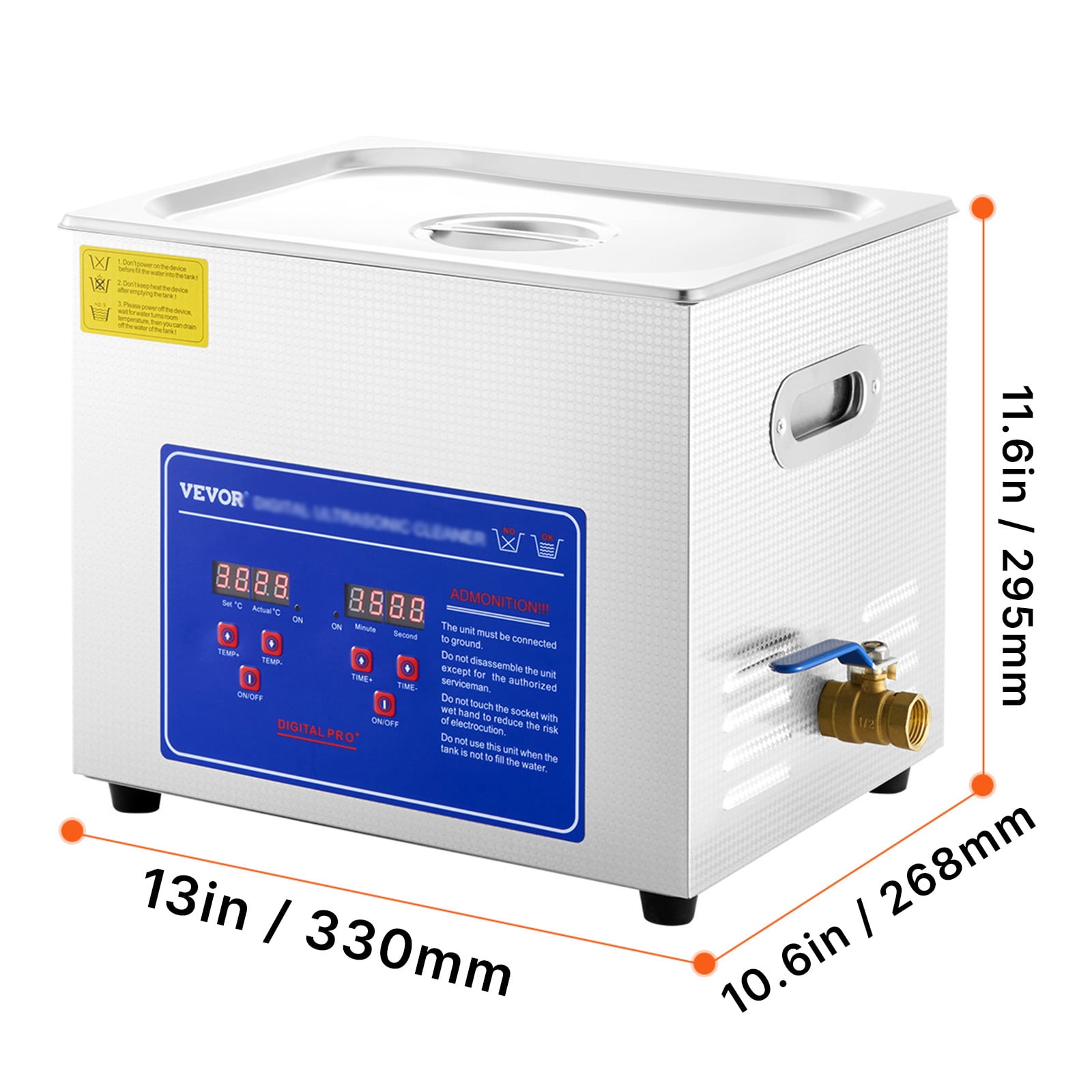 VEVOR Professional Ultrasonic Cleaner, 9.5 L Ultrasonic Jewelry Cleaner with Digital Timer & Heater, Stainless Steel Industrial Sonic Cleaner 40kHz for Glasses, Watches, Rings, Small Parts
