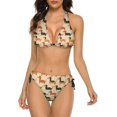 thumbnail image 1 of NICKSUN Women's Bikini Sets, Cute Print Two Piece Bathing Suits Sexy Halter Padded Bikini Swimsuits, 1 of 6