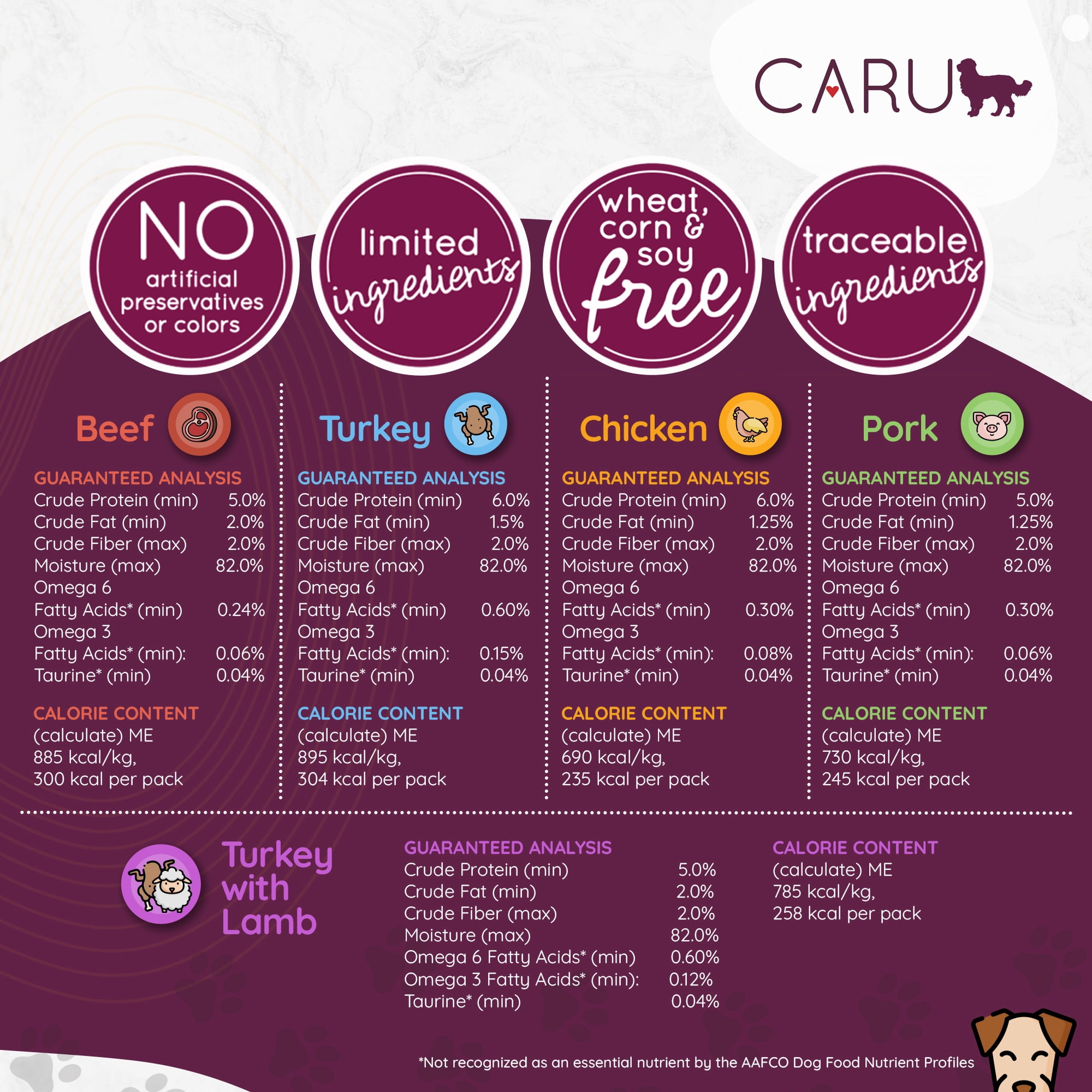 Caru - Real Turkey with Lamb for Dogs, Natural Adult Wet Dog Food with Added Vitamins and Minerals, Free from Grain, Wheat and Gluten (12.5 Ounce, Pack of 12)