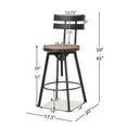 thumbnail image 2 of Wrought Iron Bar Stools, Smooth Back Barstool, Swivel Metal Chair With Wooded Seat Black Brush Silver, Perfect For Kitchen Or Home Bar, 2 of 7
