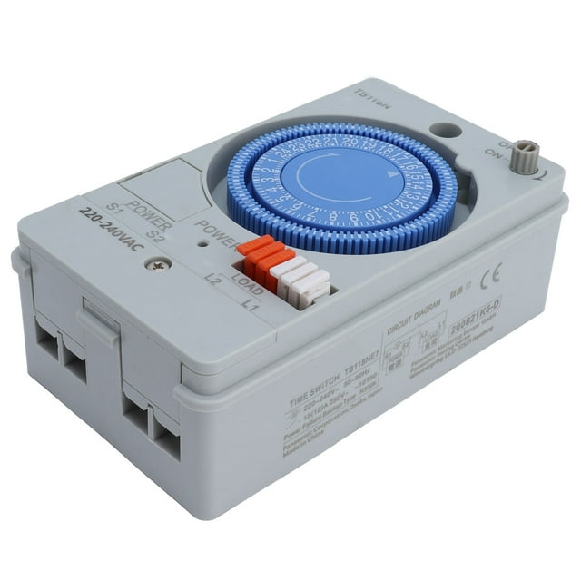 24-Hour Mechanical Timer Switch with 220V AC, 15-Minute Interval, PA66 Flame Retardant Material - Low Power Consumption Synchronous Motor for Automatic Control of Water Heaters, Street Lamps, Garden