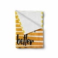 thumbnail image 2 of Saying Soft Flannel Fleece Blanket, Life is Better When You are Laughing Hand Drawn Calligraphy on Stripes, Cozy Plush for Indoor and Outdoor Use, 60" x 80", Orange Yellow and Black, by Ambesonne, 2 of 6