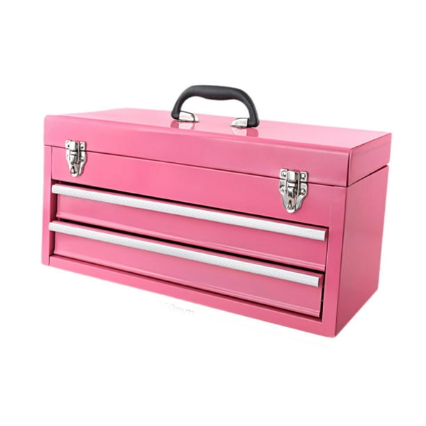 Cajón de herramientas de metal herramienta Terrbatea de tórax Container profesional portátil Pink Pink para taller de reparación de taller Hogar casa