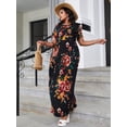 thumbnail image 3 of CALIPESSA Plus Size Summer Maxi Dress For Women Black Loose Casual Floral Print Boho Round Neck High Waist Dresses with Pockets, 0XL-4XL, 3 of 5
