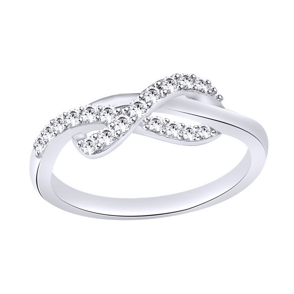 AFFY White Natural Diamond Infinity Ring In 10k White Gold (0.25 Cttw)