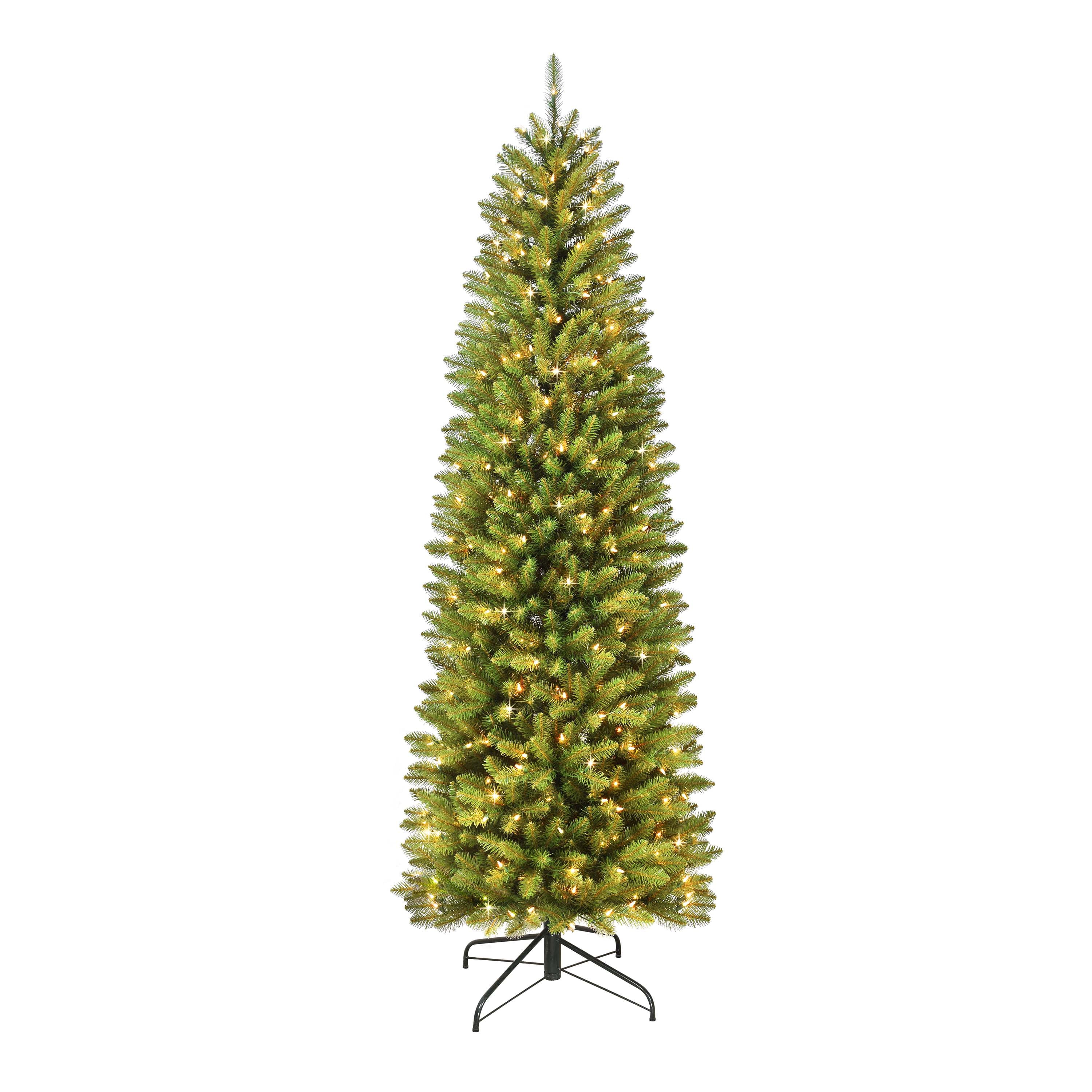 Photo 1 of **partially tested** Puleo International 7.5' Pre-Lit Fraser Fir Pencil Tree Artificial Christmas Tree with 350 Clear UL Listed Lights