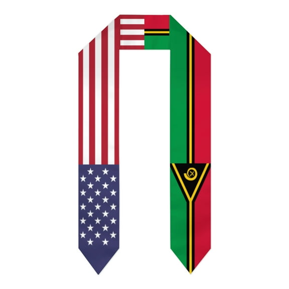 Vanuatu & USA United States Flag Shawl Sash Stole Graduation Shawls Wraps Scraf For International Study
