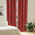 thumbnail image 2 of Ambesonne Traditional Window Curtains, Japanese Circular Art, Each 28" W x 63" L, Dark Pink and Charcoal Grey, 2 of 4
