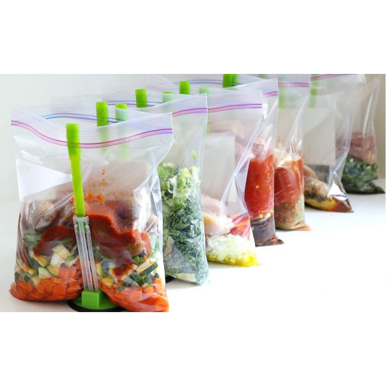 4 Pack Baggy Rack Holder for Meal Prep Bag, Compatible Ziplock Bag Storage Hands Free Food Prep Baggie Stand, Reusable Sandwich Freezer Bag Holder - Walmart.com