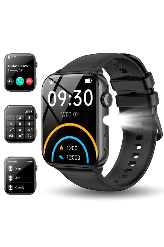 1.91" Smartwatch for Men Women's,100+ Sports Modes/Bluetooth(Answer/Make Calls)/IP68 Waterproof,Smart Watch Fits for Android iPhone,Black