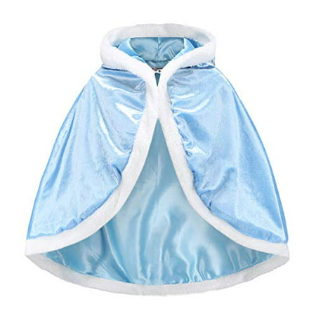 iTvTi Princess Cloak with Hood Girls Cape Kid Toddler Costume Dress up for Halloween Christmas Carnival Cospaly Blue
