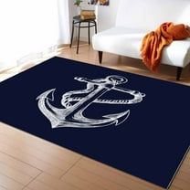 Area Rugs 4x6 Ft Coastal Anchor Nautical Knot Dark Blue Minimalist Non-Slip Washable Rug Indoor Rug Floor Mats Non Shedding Carpet for Living Room Bedroom Dining Room Home Decor