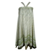 Mogul Indian Silk Sari Wrap Around Skirt Two Layer Reversible Printed Beach Cover Up Sarong Magic Skirts