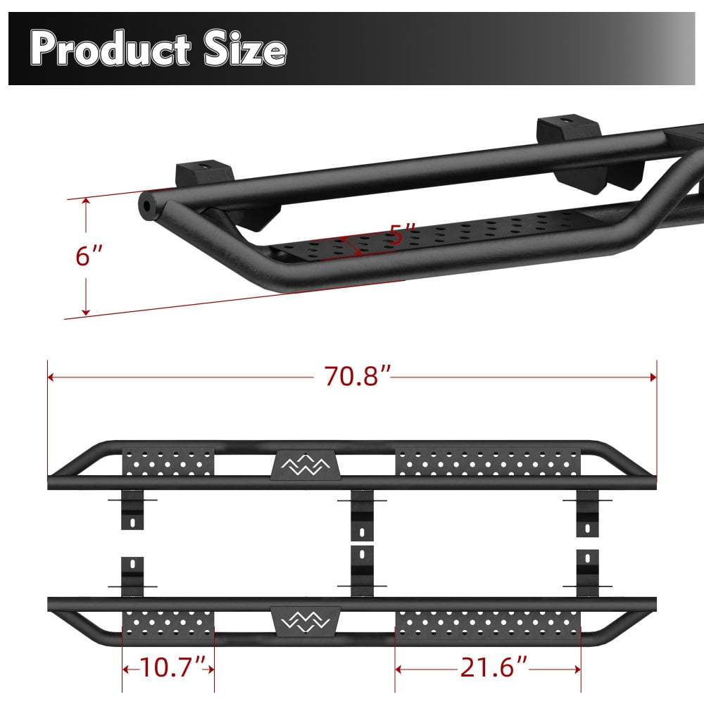 Running Boards Nerf Bars Side Steps Compatible with 2018-2026 Jeep Wrangler JL 4 Door 2PCS