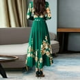 thumbnail image 5 of Winter Fall Dresses for Women Wedding Guest Long Sleeve Fashion O-Neck Long Dress Ladies Floral Print A-line Dress, 5 of 5